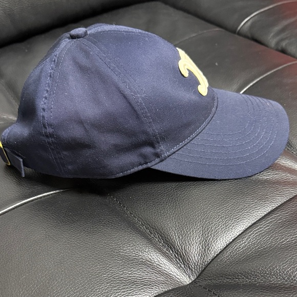 Celine Paris Navy Baseball Cap with Beige Embroidered Logo - Picture 2 of 11